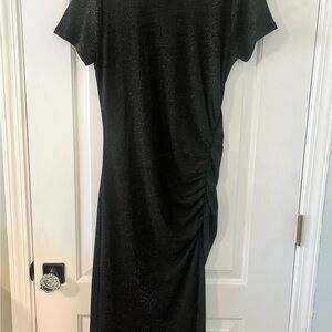 NWT Michael Kors Black Shimmer Ruched Midi Dress
